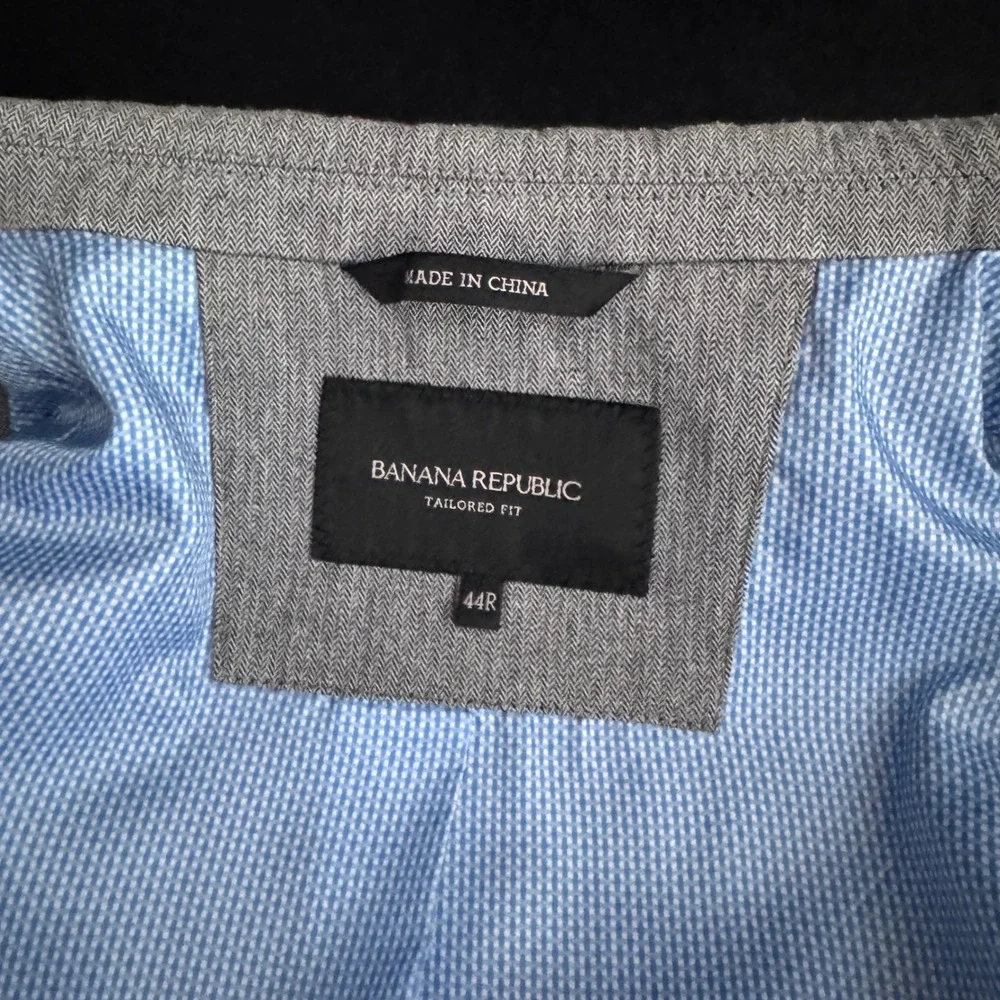Banana Republic Blazer‎ Mens 44R Grey Herringbone Tailored Fit Emmetex Italian